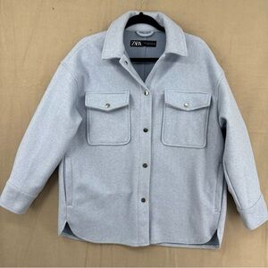 Zara Light Blue Button-Up Jacket